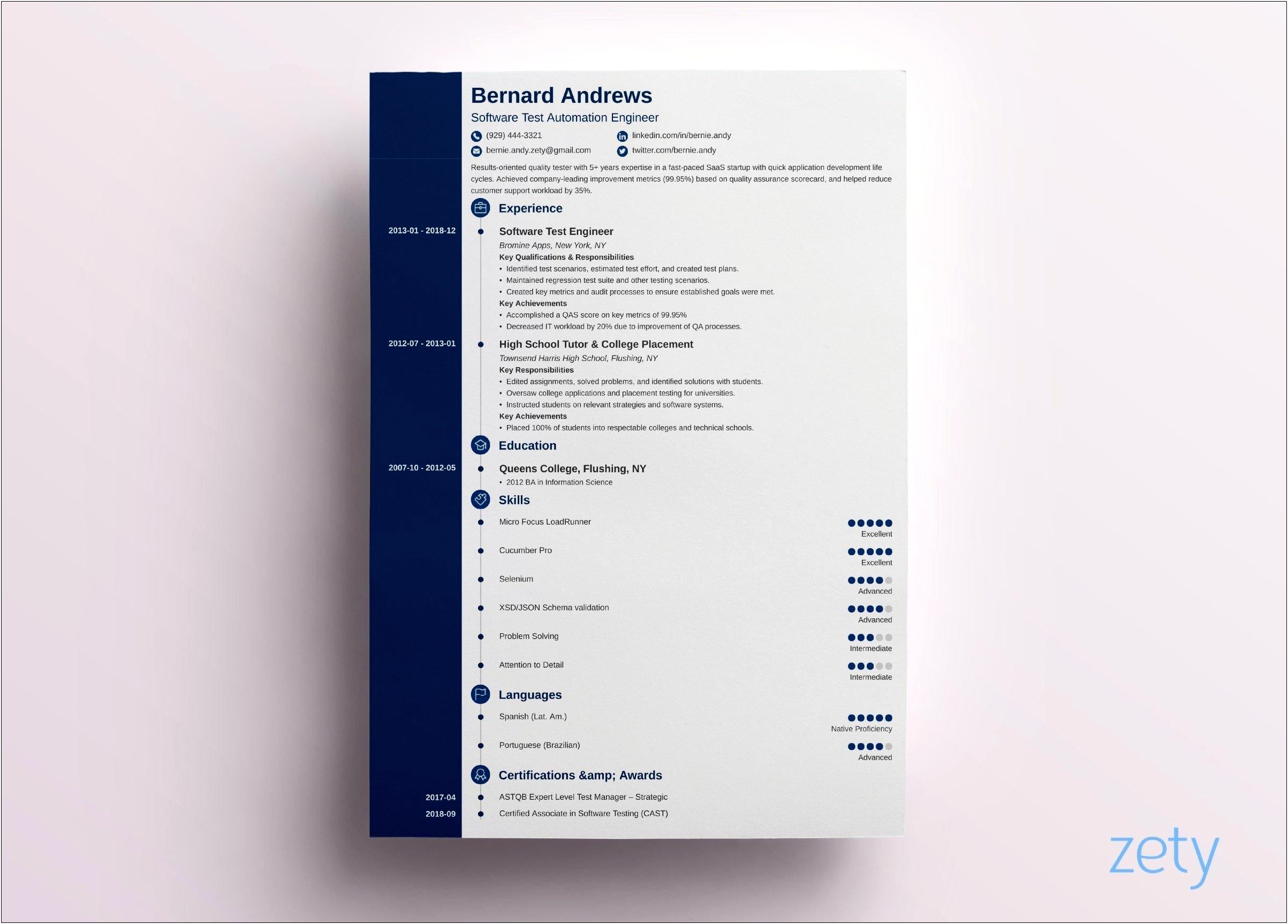Back Page Of Resume Work Sample Design