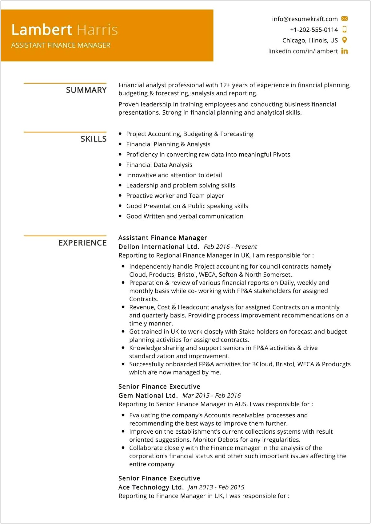 Bank Of America Assistant Manager Resume