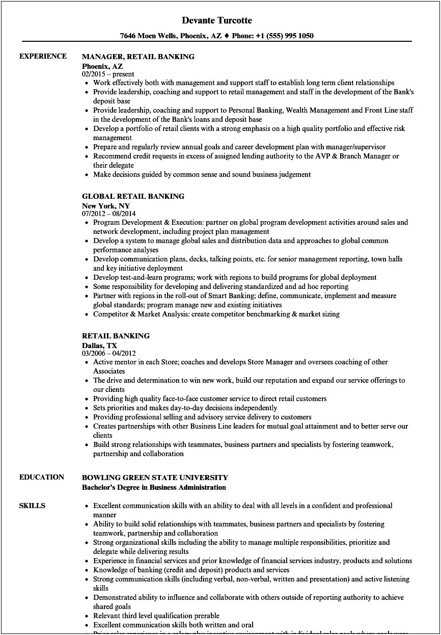 Banking Operations Officer Job Description Resume