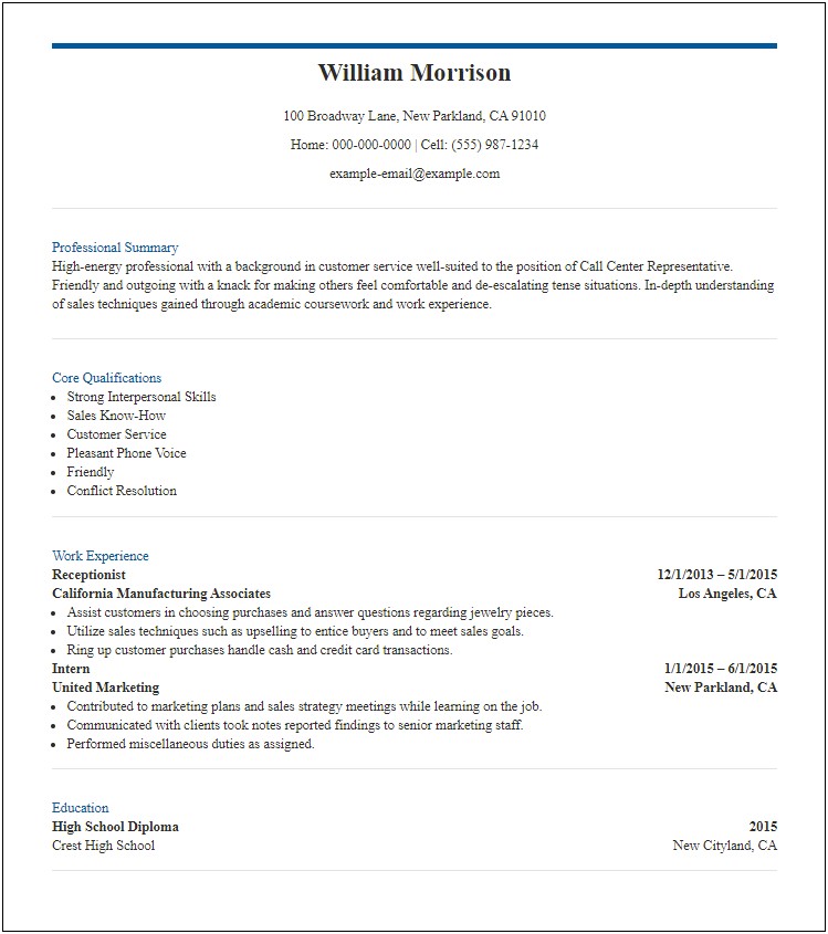 Basic Resume Objective For Service Industry
