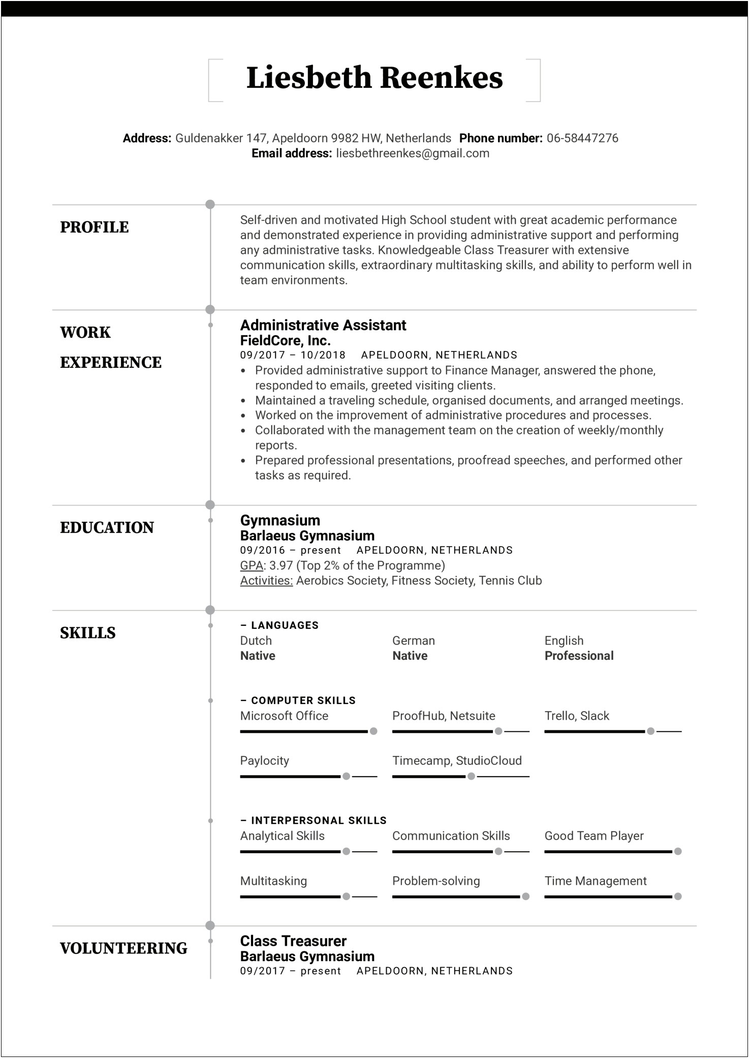 Basic Resume Out Of High School