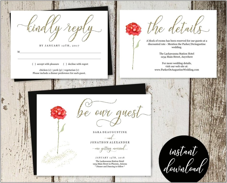 Beauty And The Beast Wedding Invitation Verbage