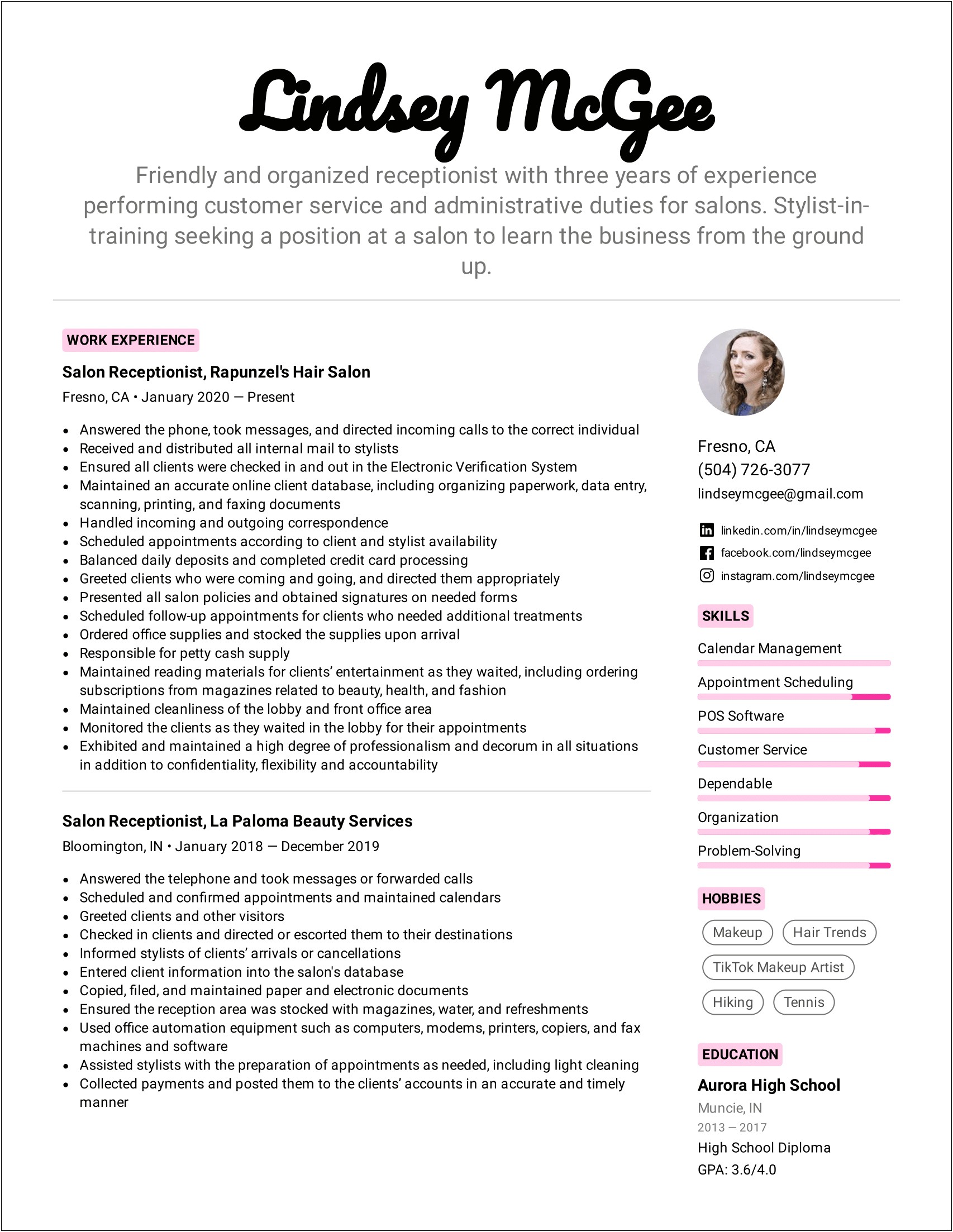 Beauty Specialist Job Description For Resume