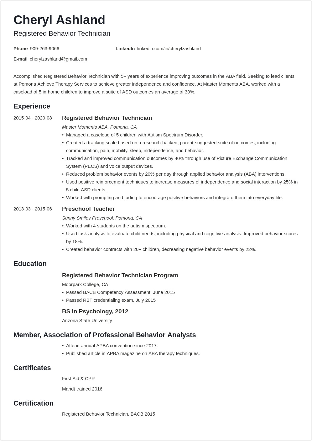 Behavioral Health Paraprofessional Job Description For Resume