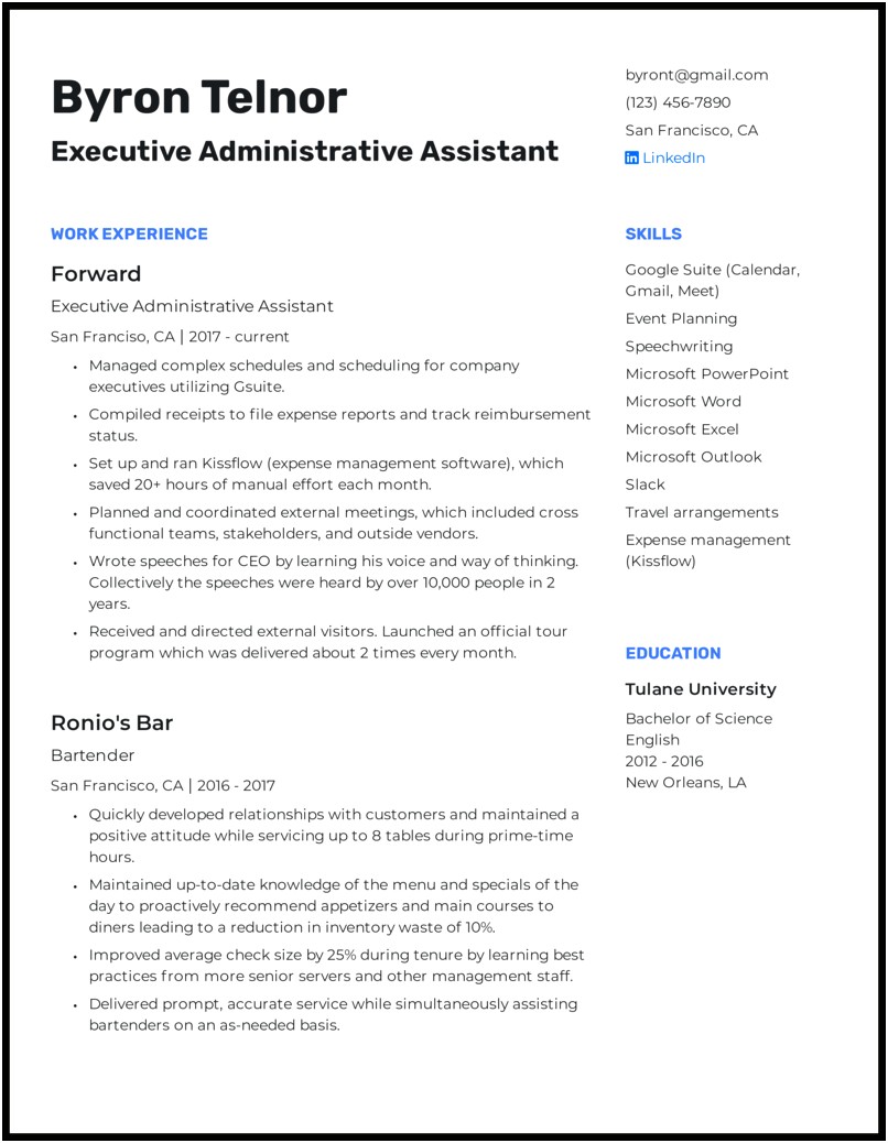 Best Amazon Executive Assistant Resume Summary