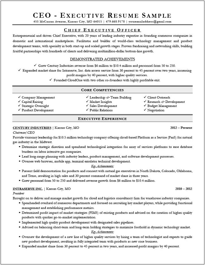 Best Ecample Executive Military Transition Resume