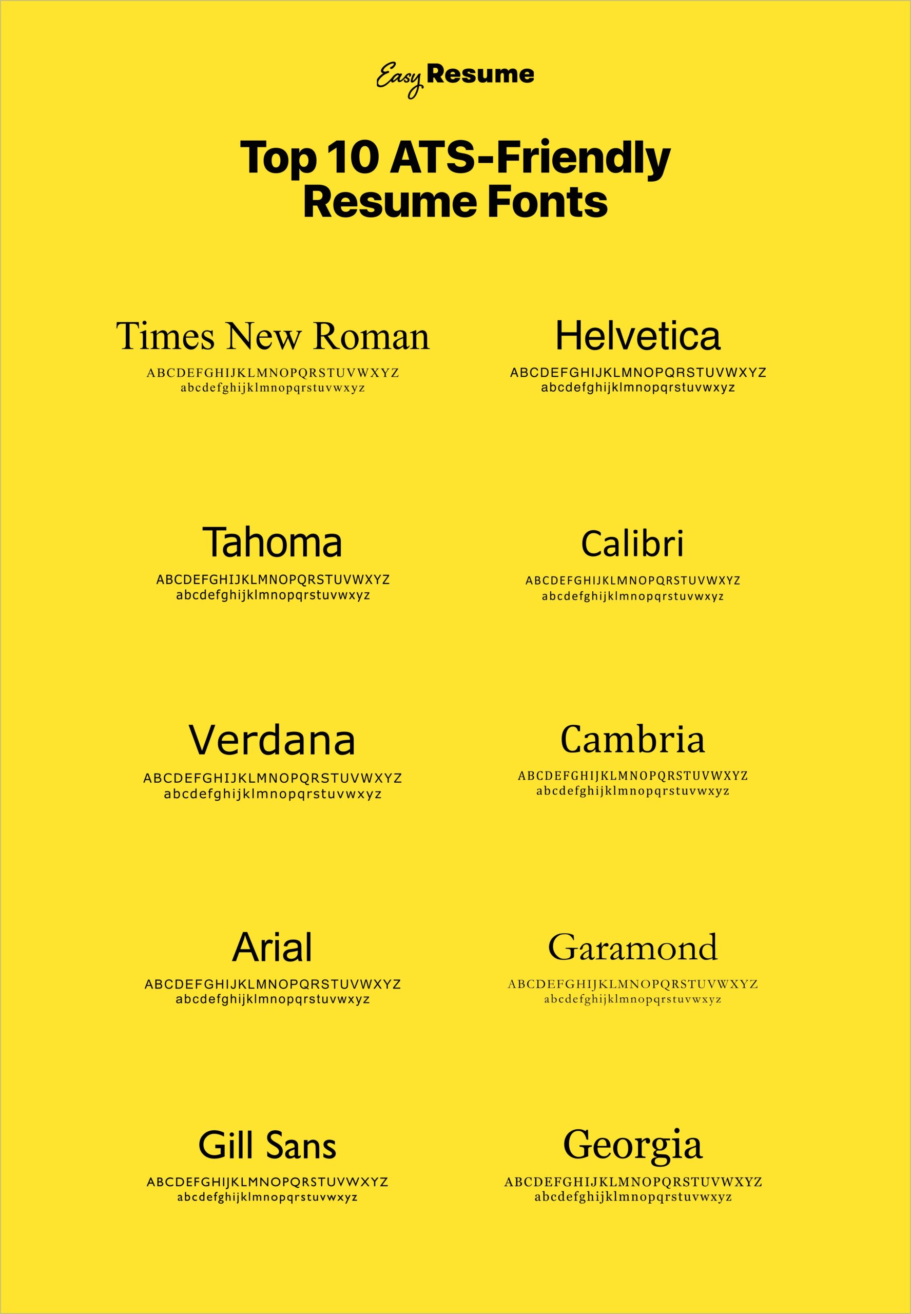 Best Font Styles For Resume 2017