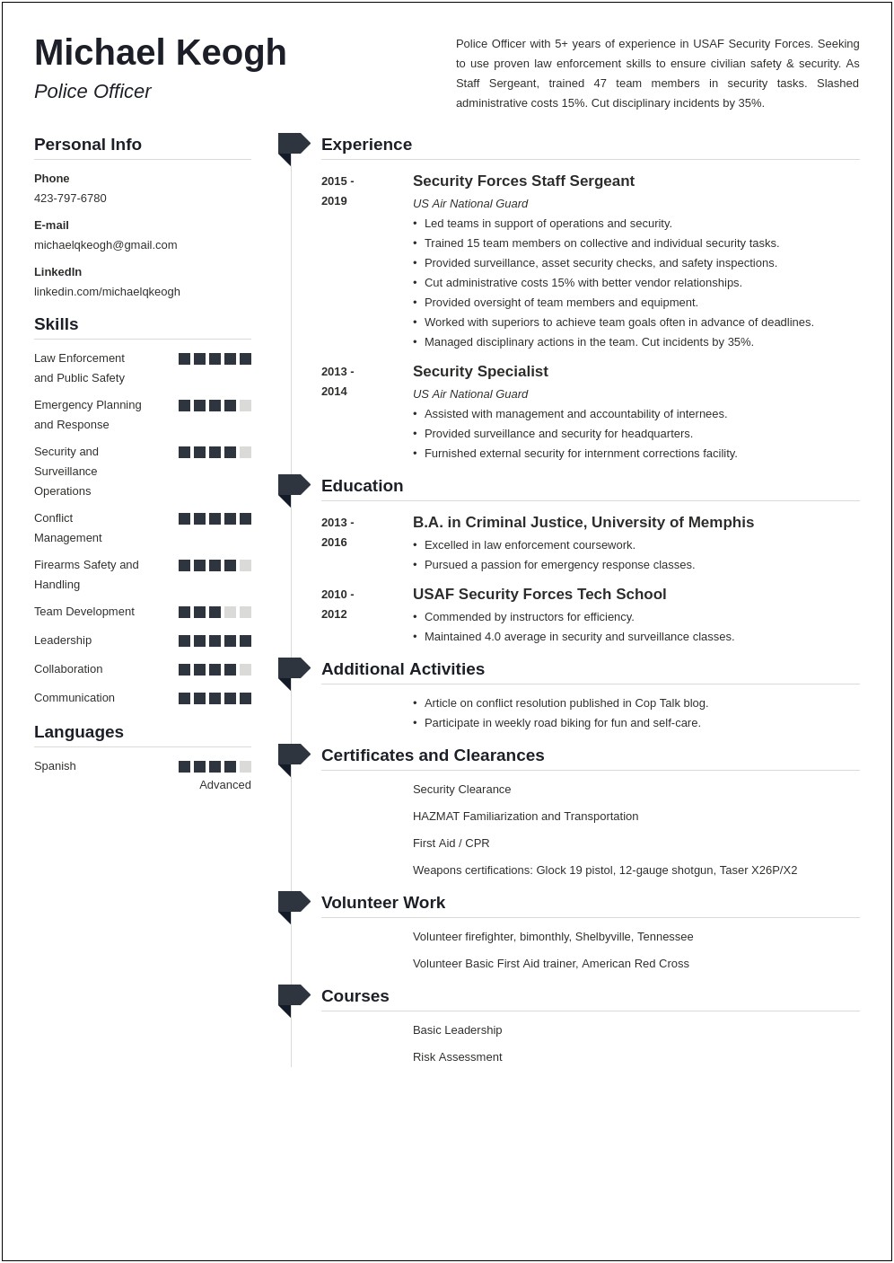 Best Military To Correctional Officer Sergeant Resume