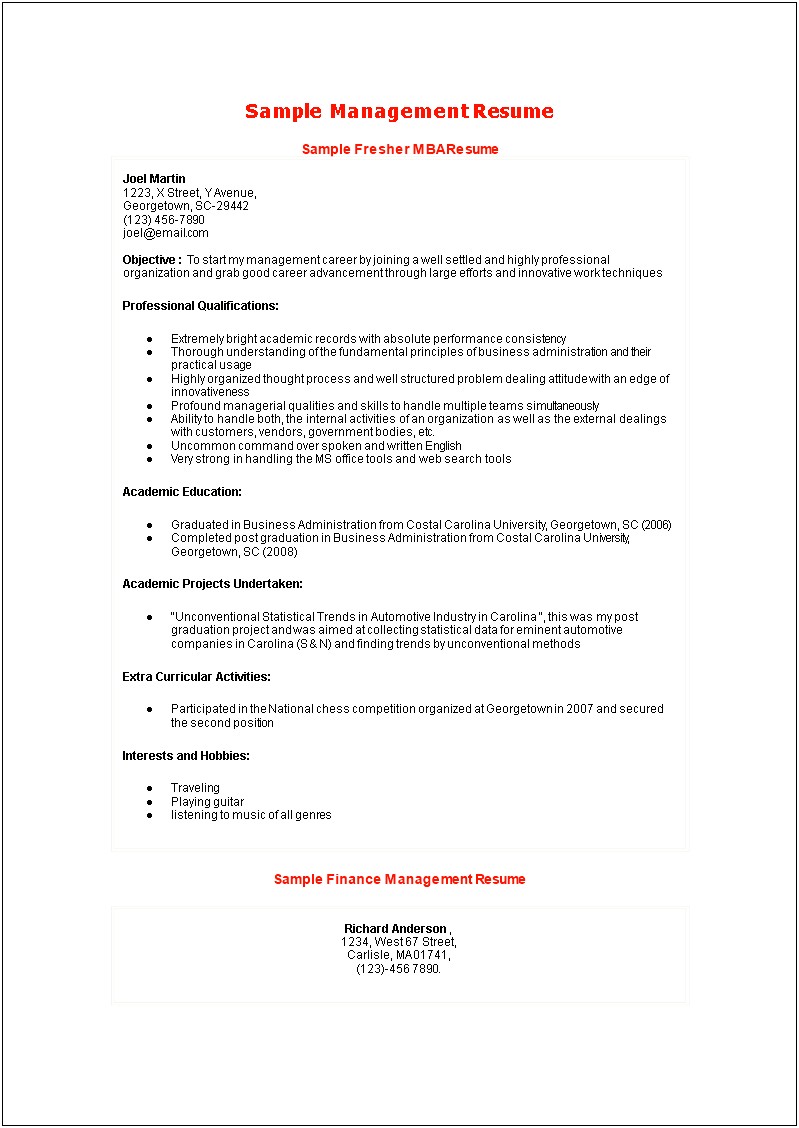 Best Objective For A Finance Resume