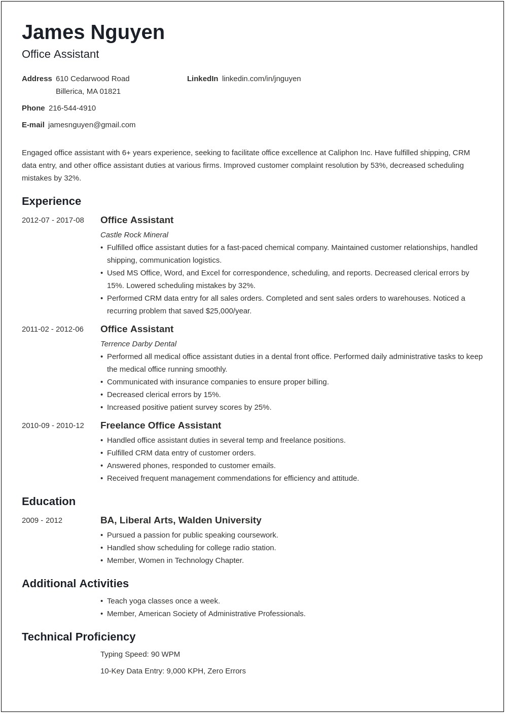 Best Objective For An Office Assistant Resume
