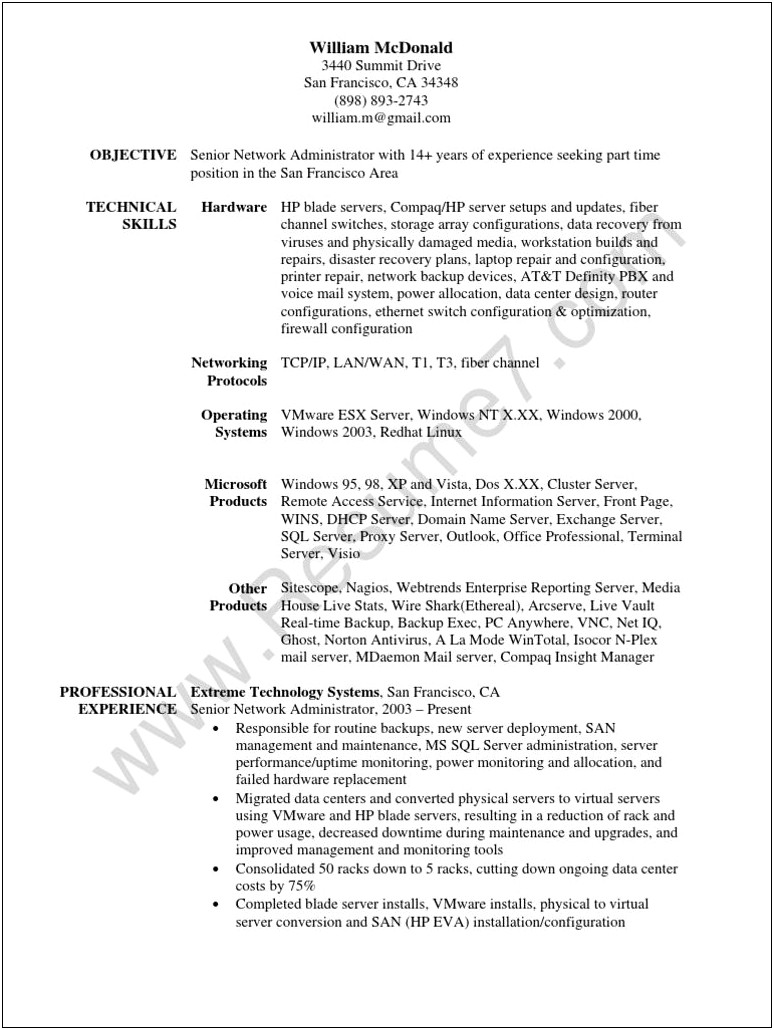 Best Objective For System Administrator Resume
