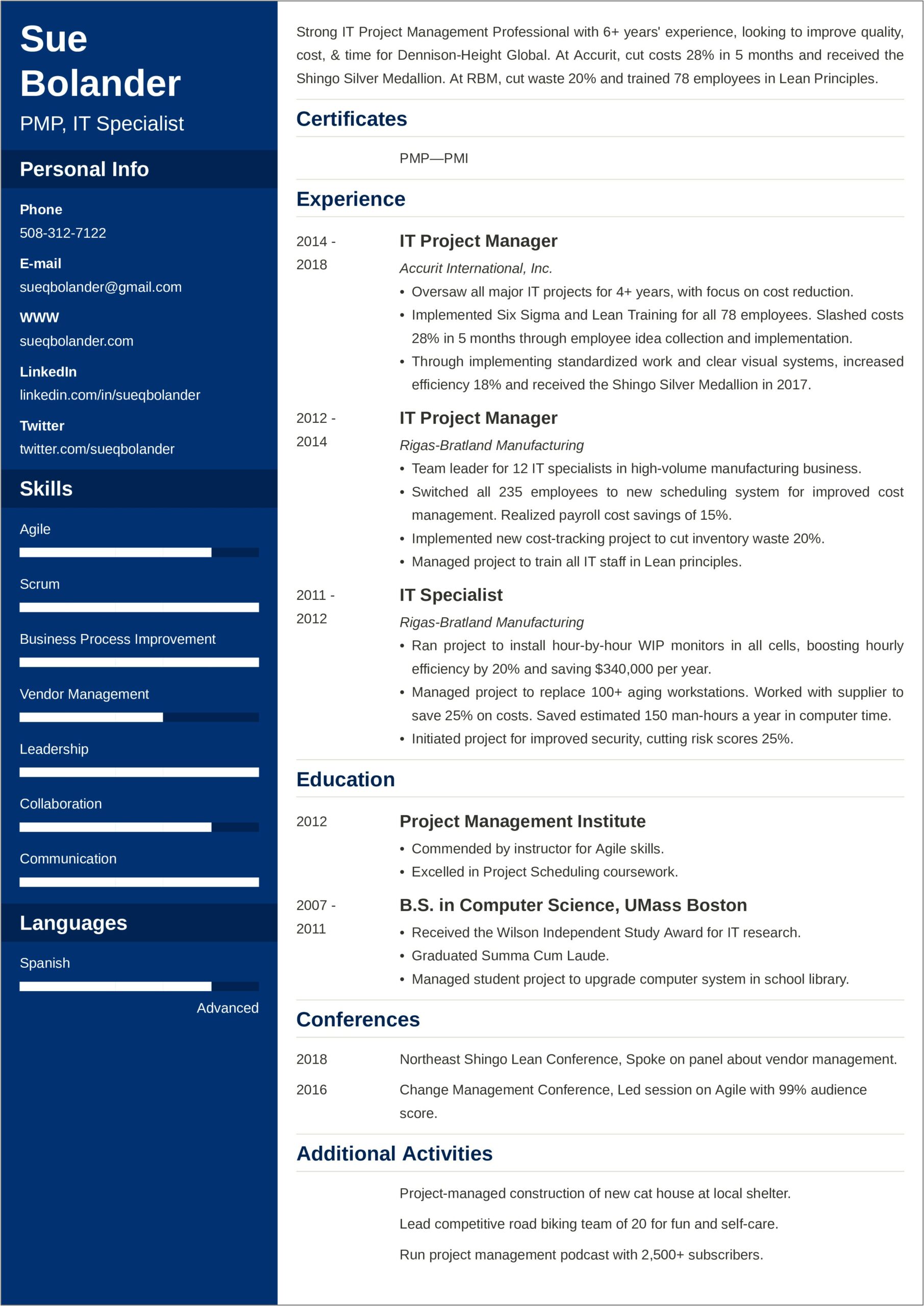Best Resume Examples For Project Managers