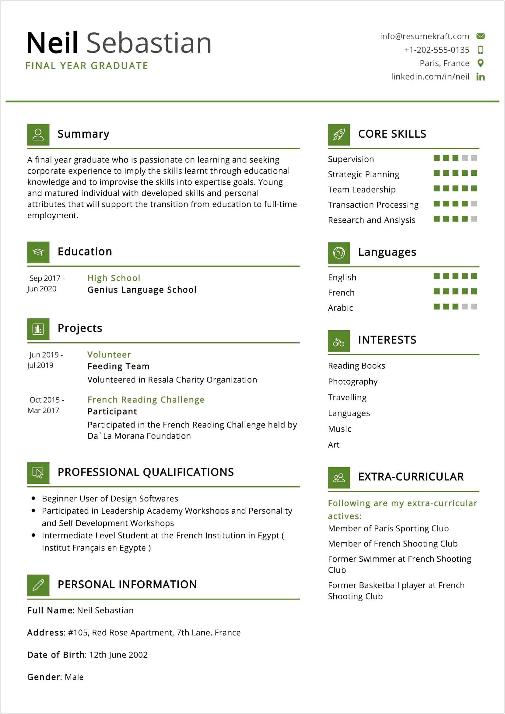 Best Resume Examples For Young Professional