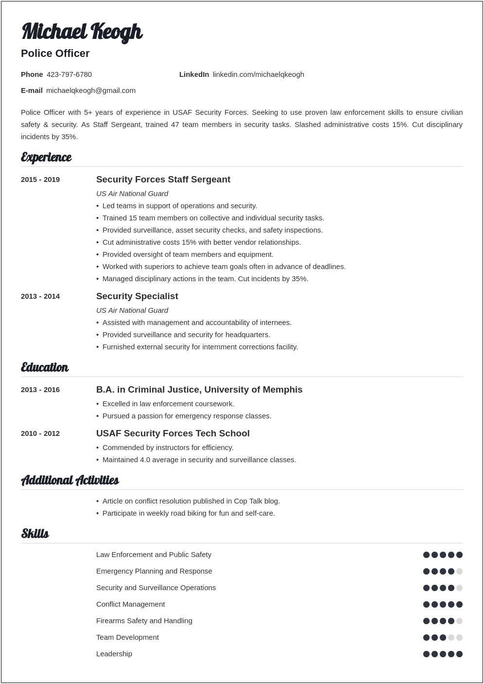 Best Resume For Armed Forces Application