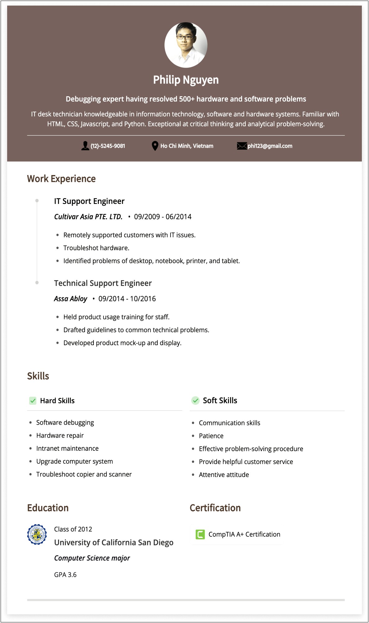 Best Resume For Computer Science Entry Level