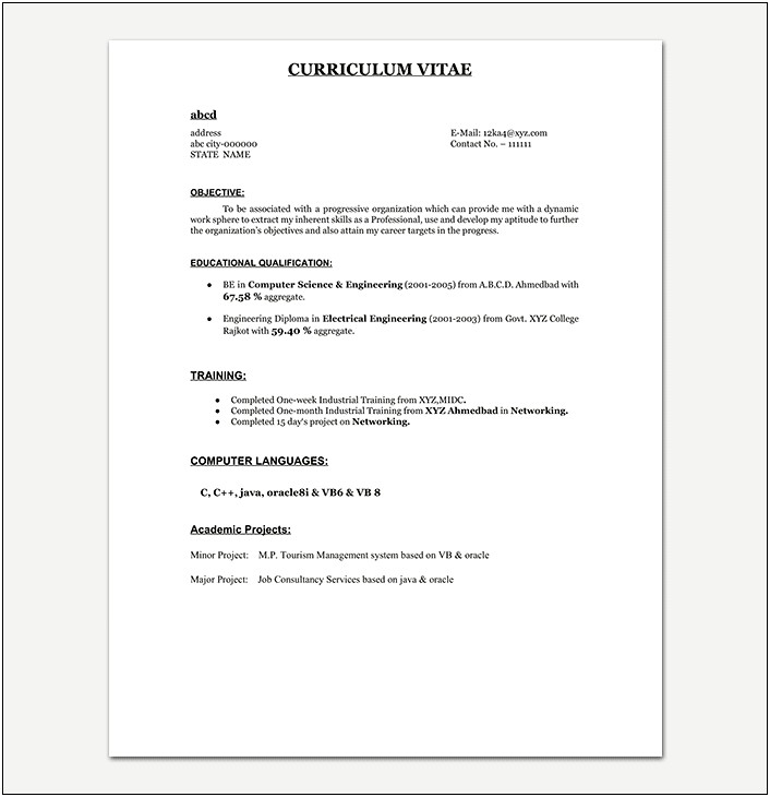 Best Resume For Freshers Pdf Download