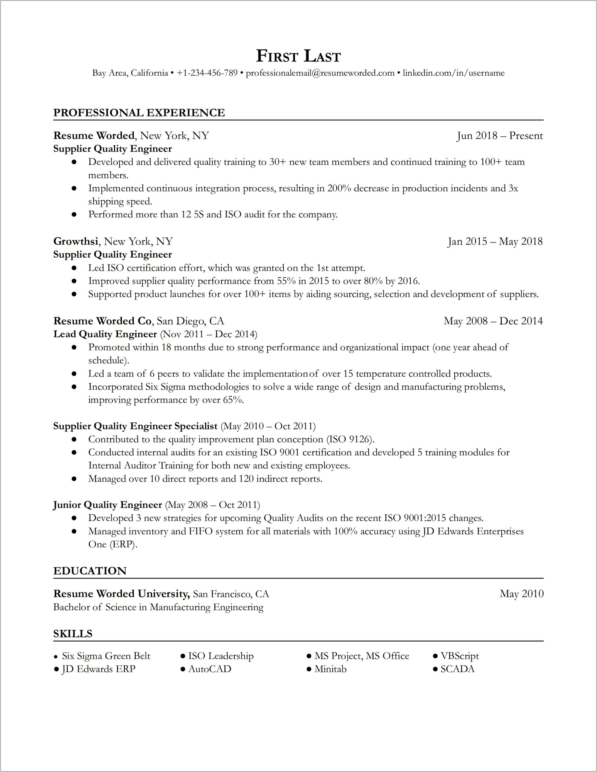 Best Resume For Front End Developer