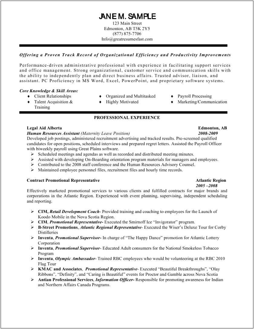 Best Resume For Human Resources Assistant