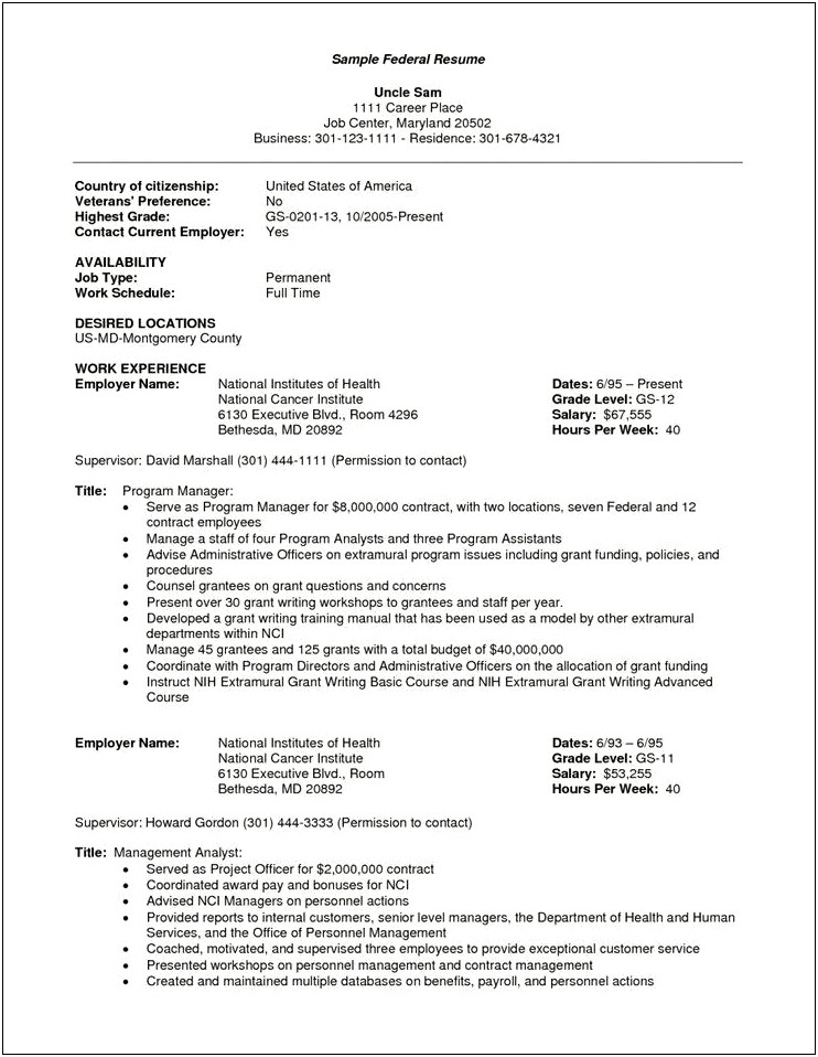 Best Resume For Jobs With Federal Government