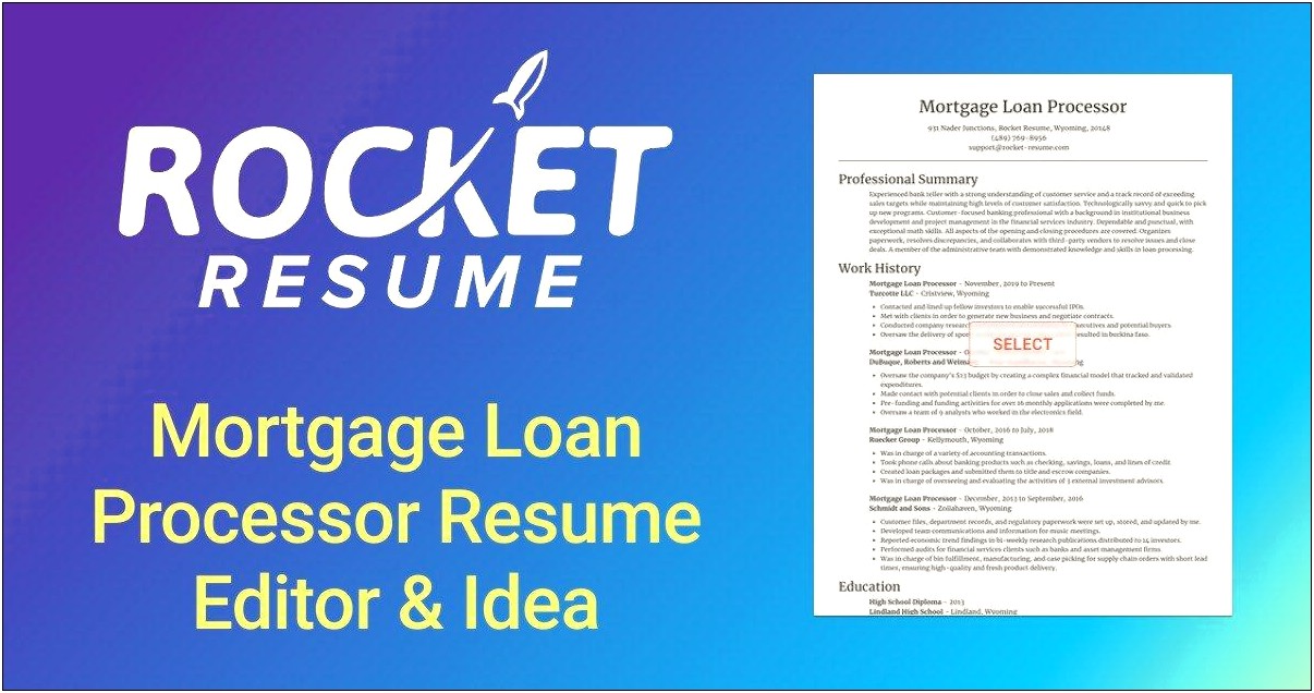 Best Resume For Mortgage Loan Officer