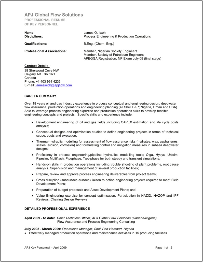 Best Resume For Oil And Gas Industry