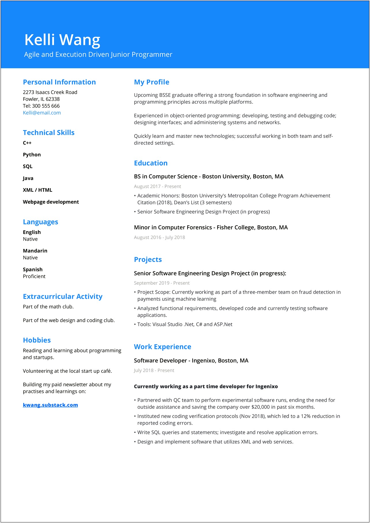 Best Resume Format Download For Fresher