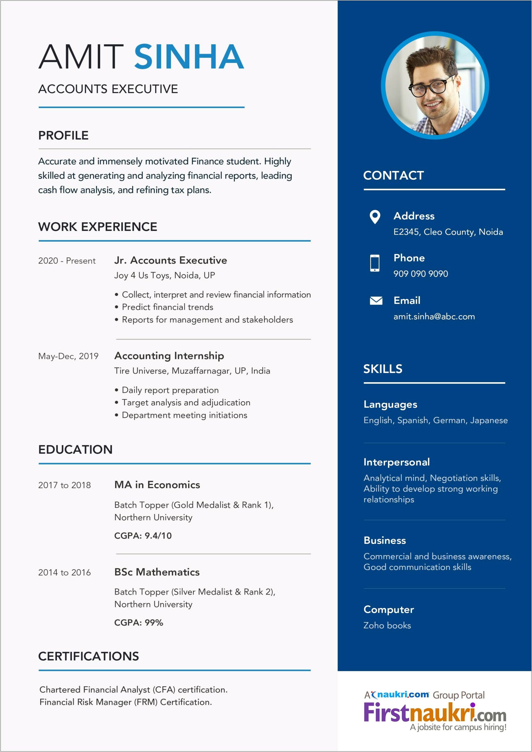 Best Resume Format For An Accounting Clerk