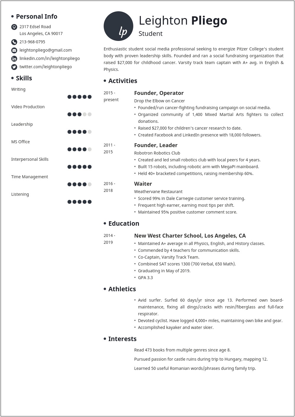 Best Resume Format For College Applications