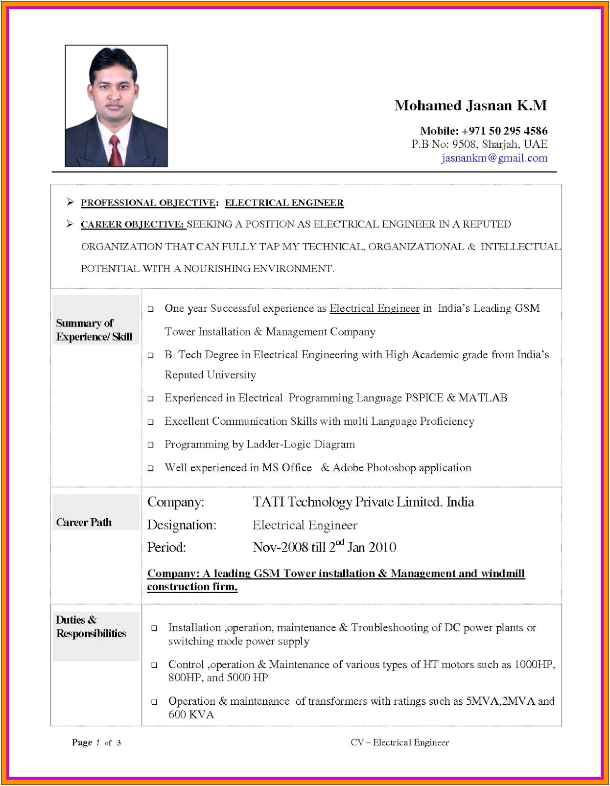 Best Resume Format For Diploma Mechanical Engineers