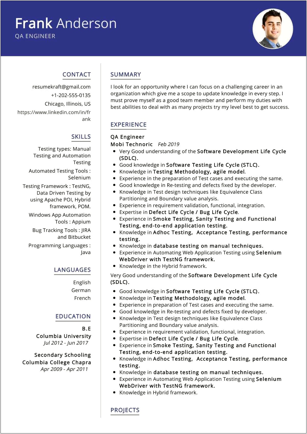 Best Resume Format For Experienced Engineers Doc
