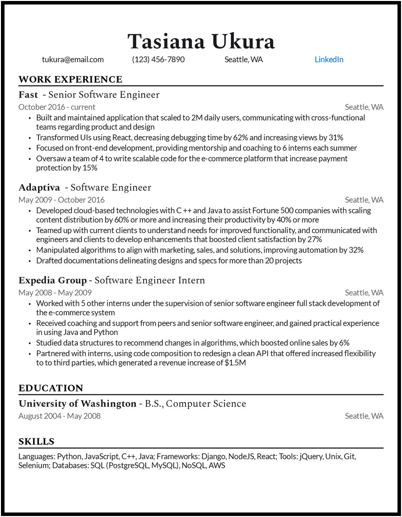 Best Resume Format For Experienced Engineers Pdf