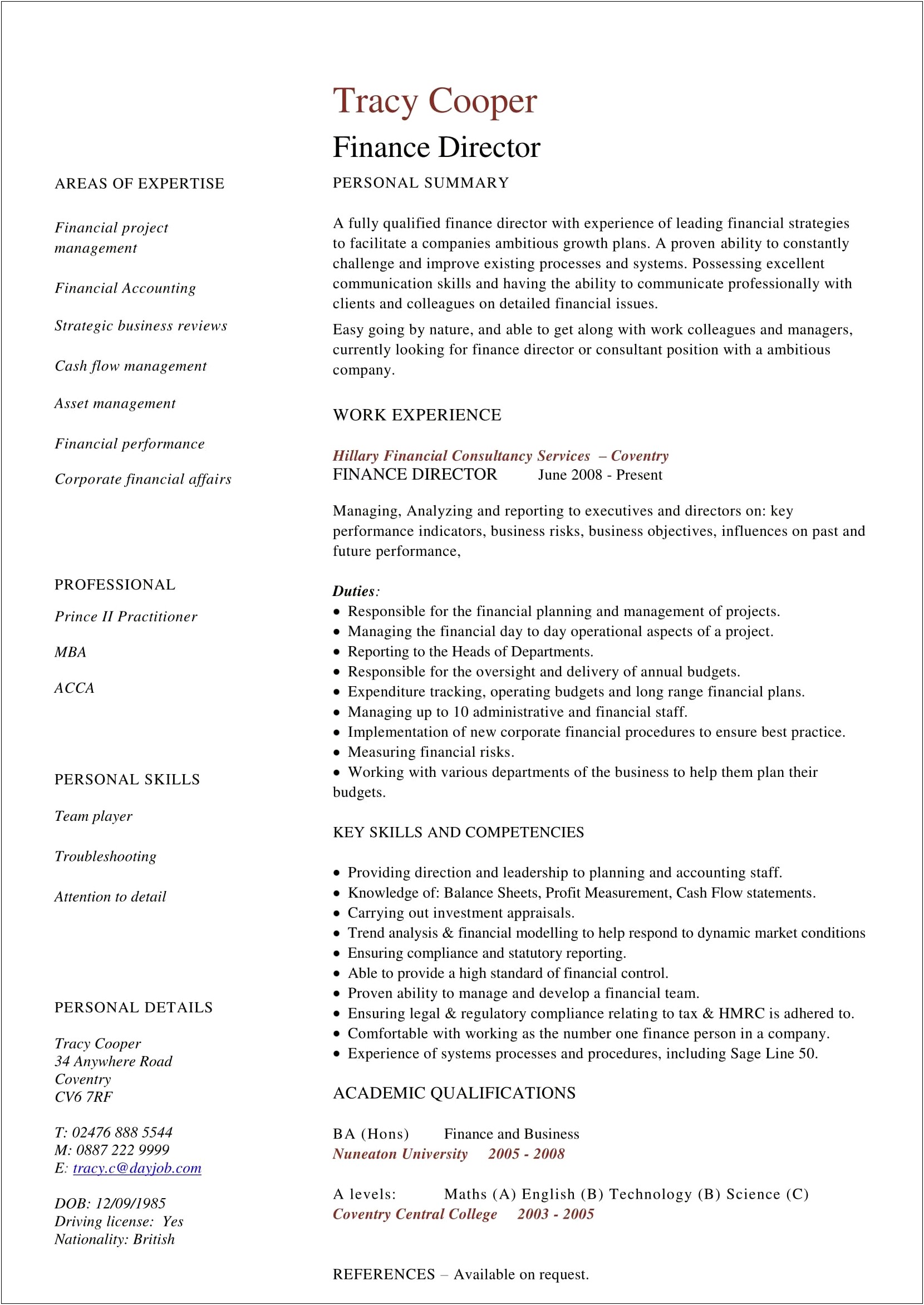 Best Resume Format For Experienced Finance Professionals