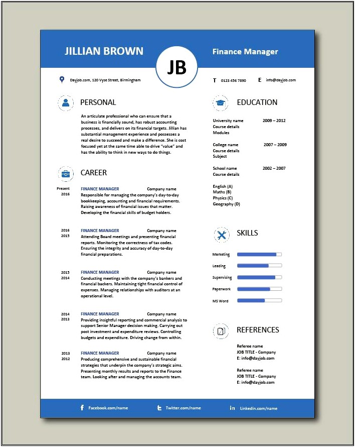 Best Resume Format For Finance Jobs