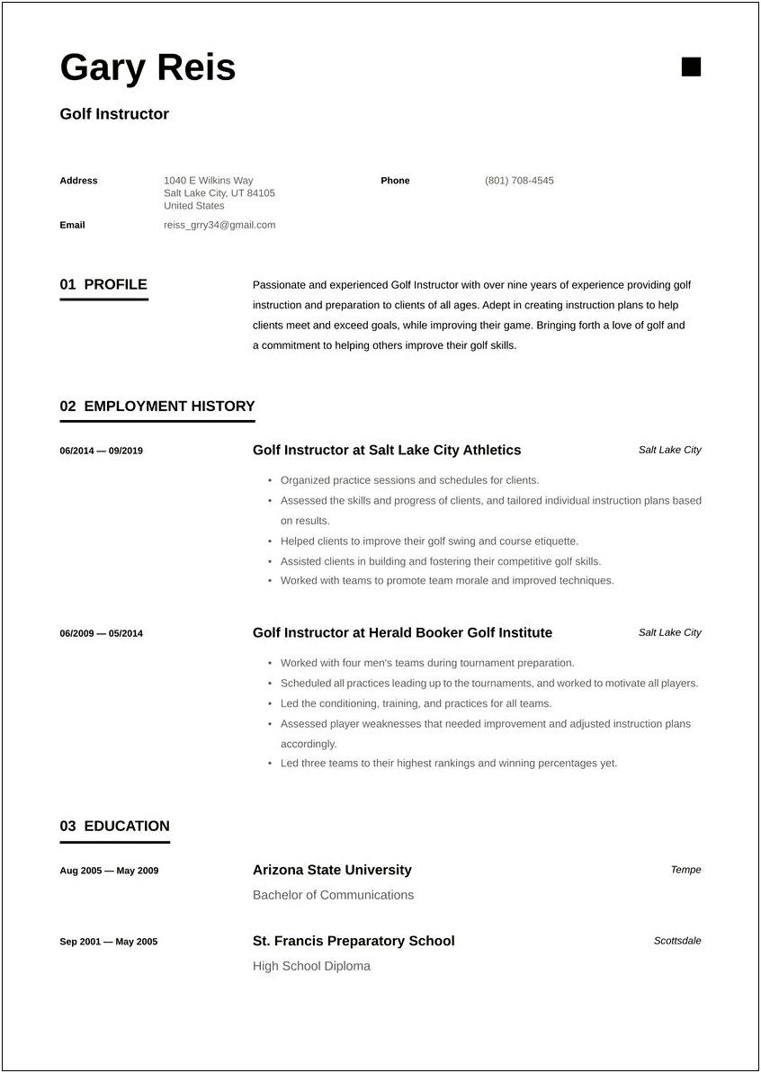 Best Resume Format For Golf Course Superintendent