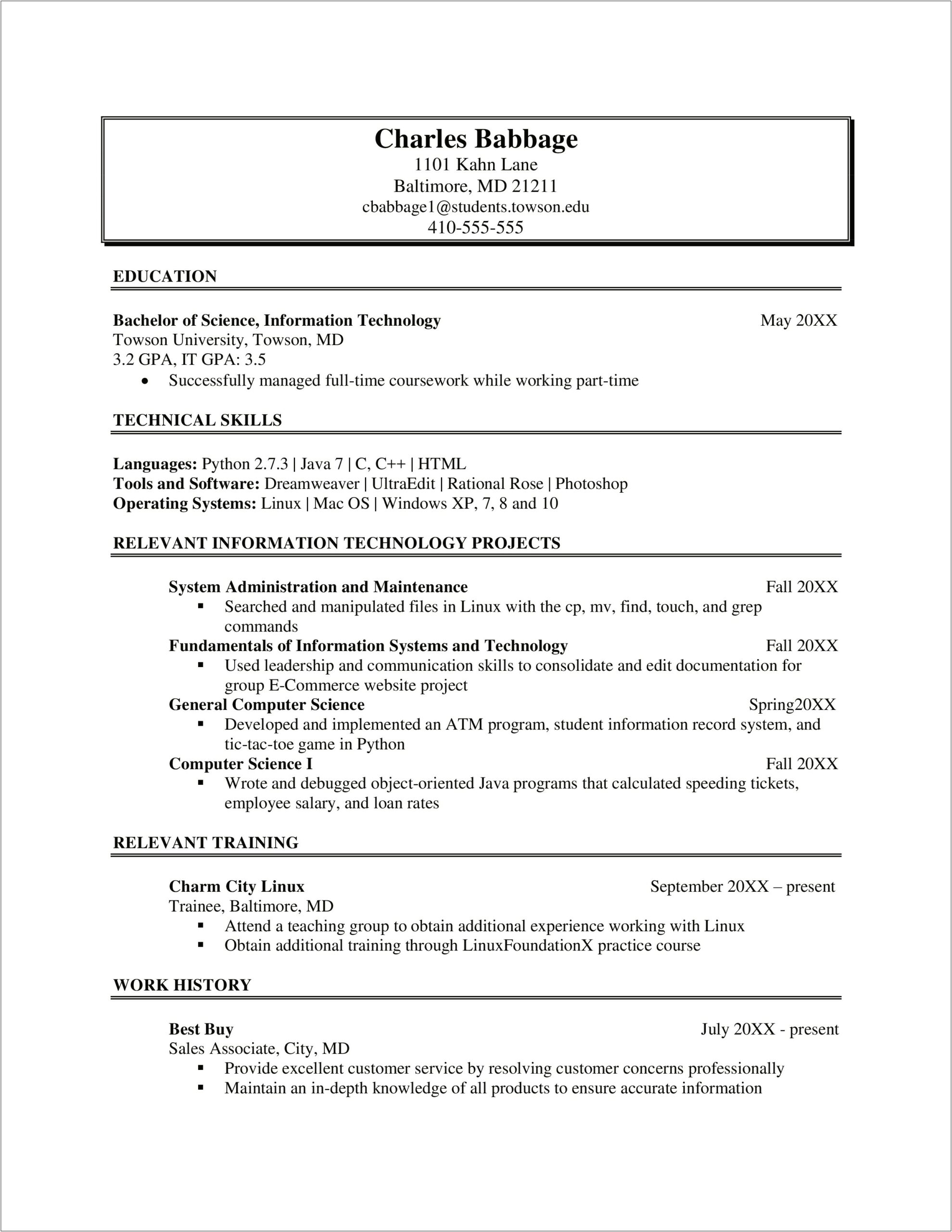 Best Resume Format For Information Technology