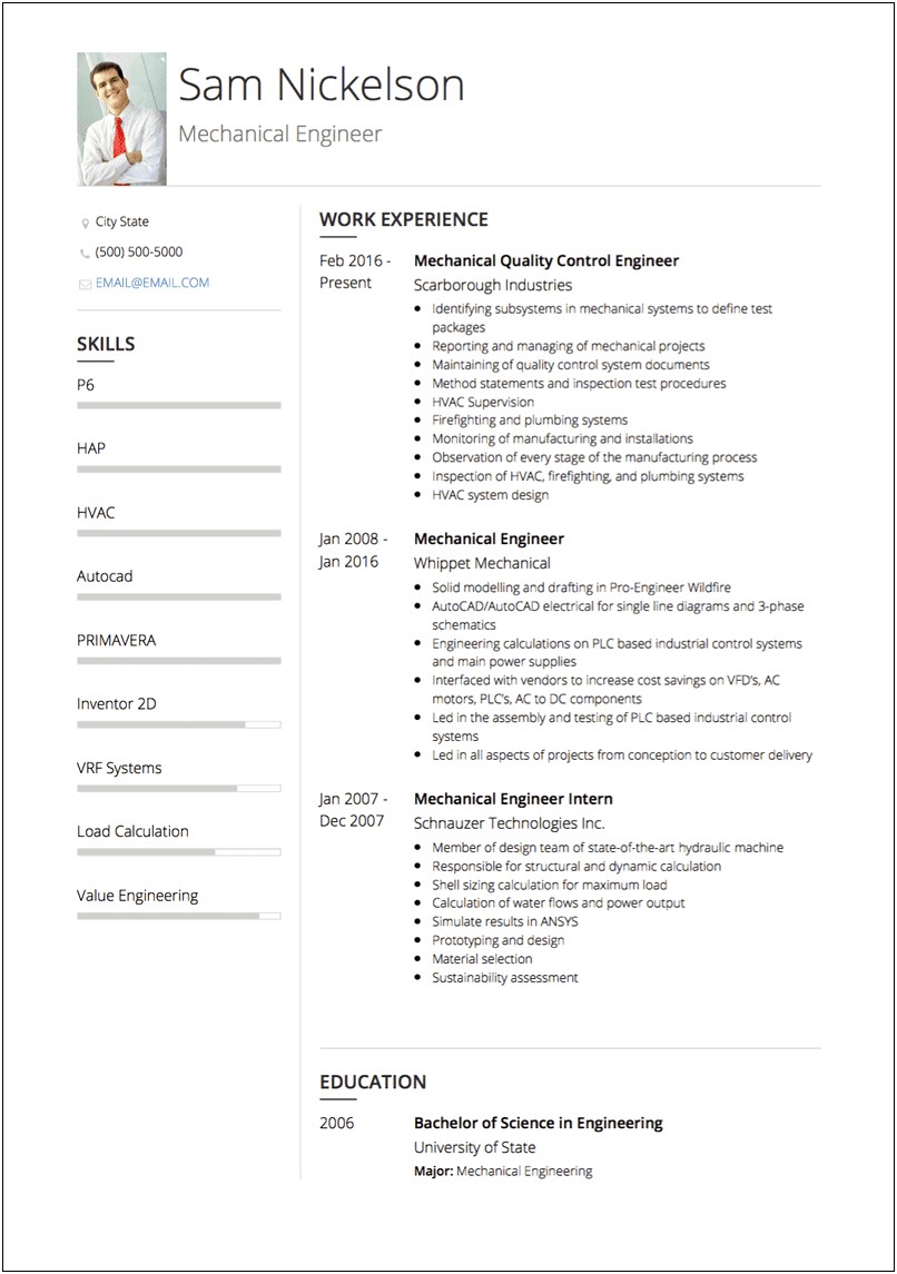 Best Resume Format For Mechanical Design Engineer