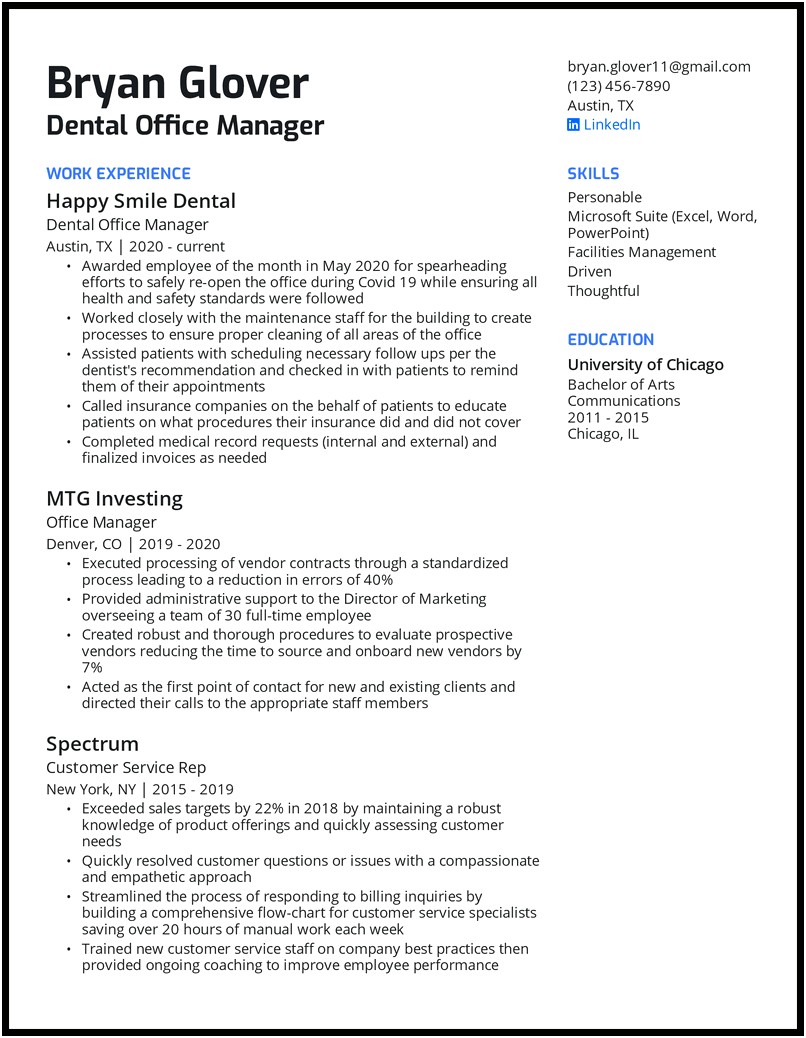 Best Resume Format For Office Manager