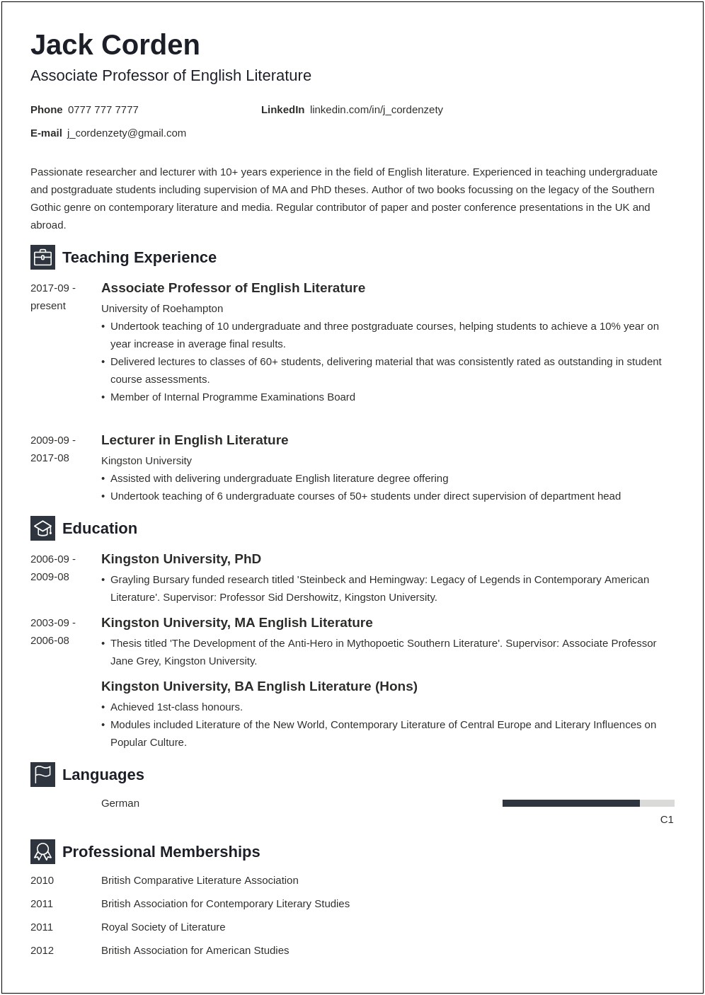 Best Resume Format For Phd Application