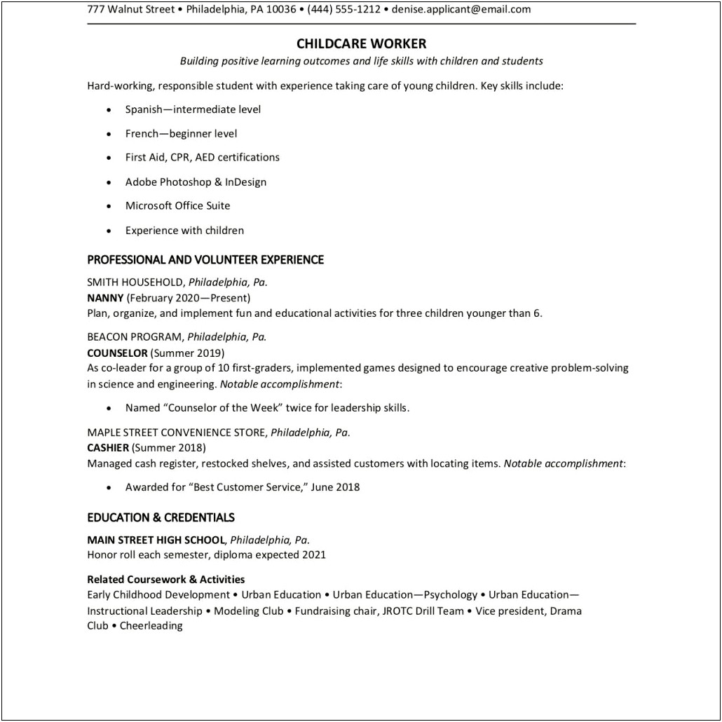 Best Resume Outline To Use For Teens
