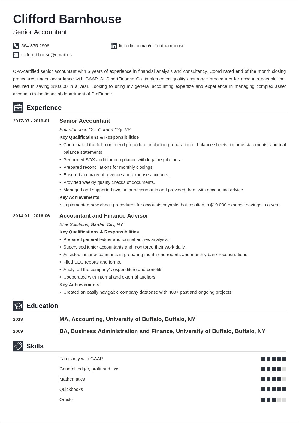 Best Resume Sample For Staff Accountant
