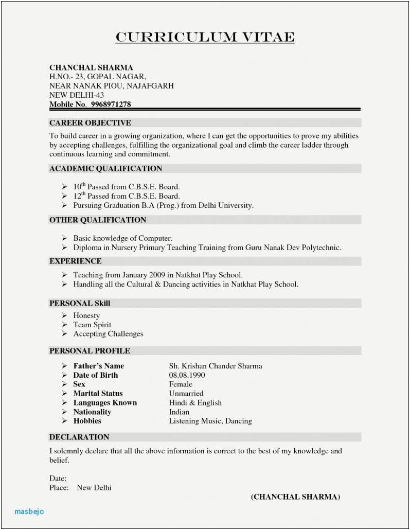 Best Resume Sample For Teaching Job