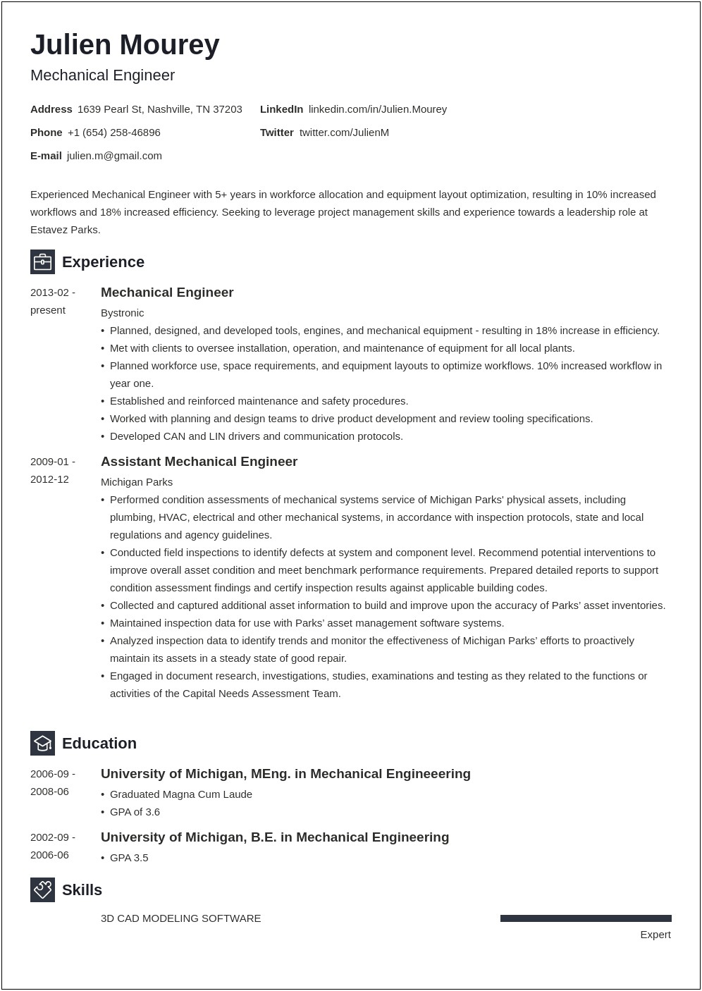 Best Resume Samples For Mechanical Engineers Freshers
