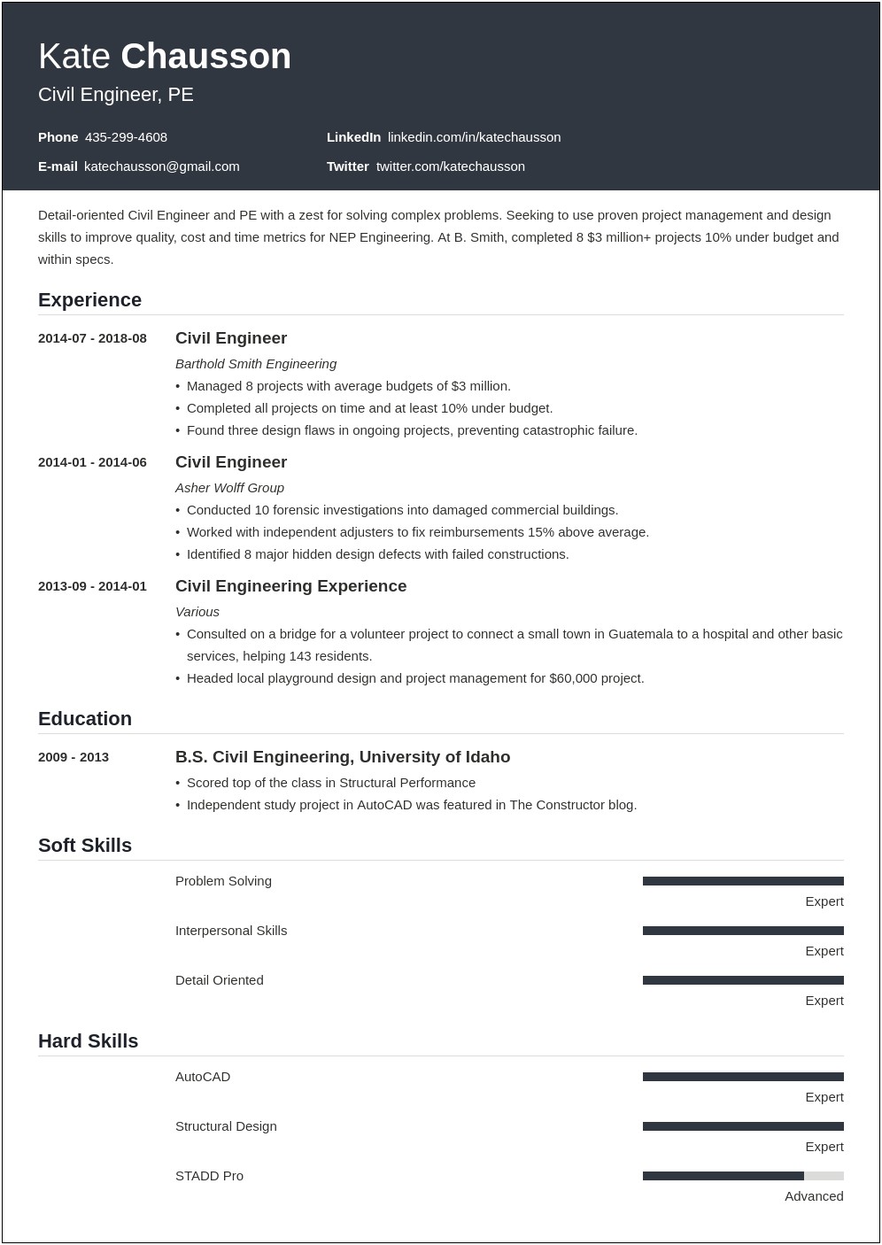 Best Resume Style For Structural Engineer