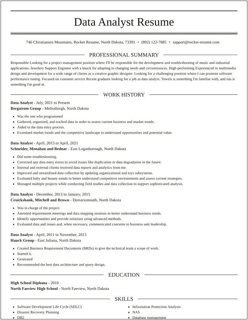 Best Resume Templates For Data Analyst F