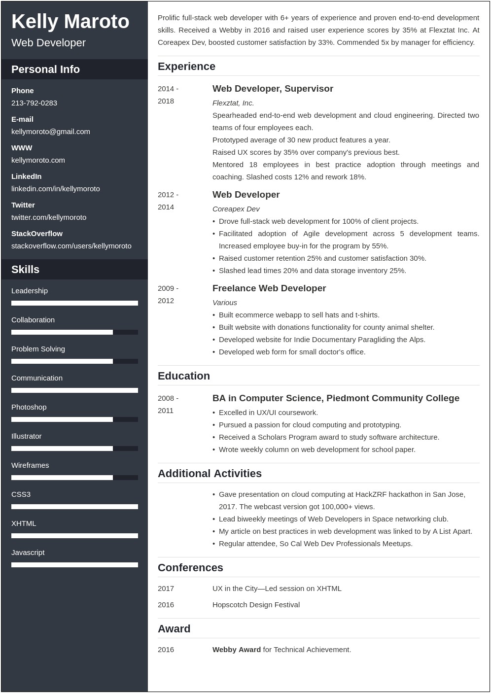 Best Resume Templates For Web Developer