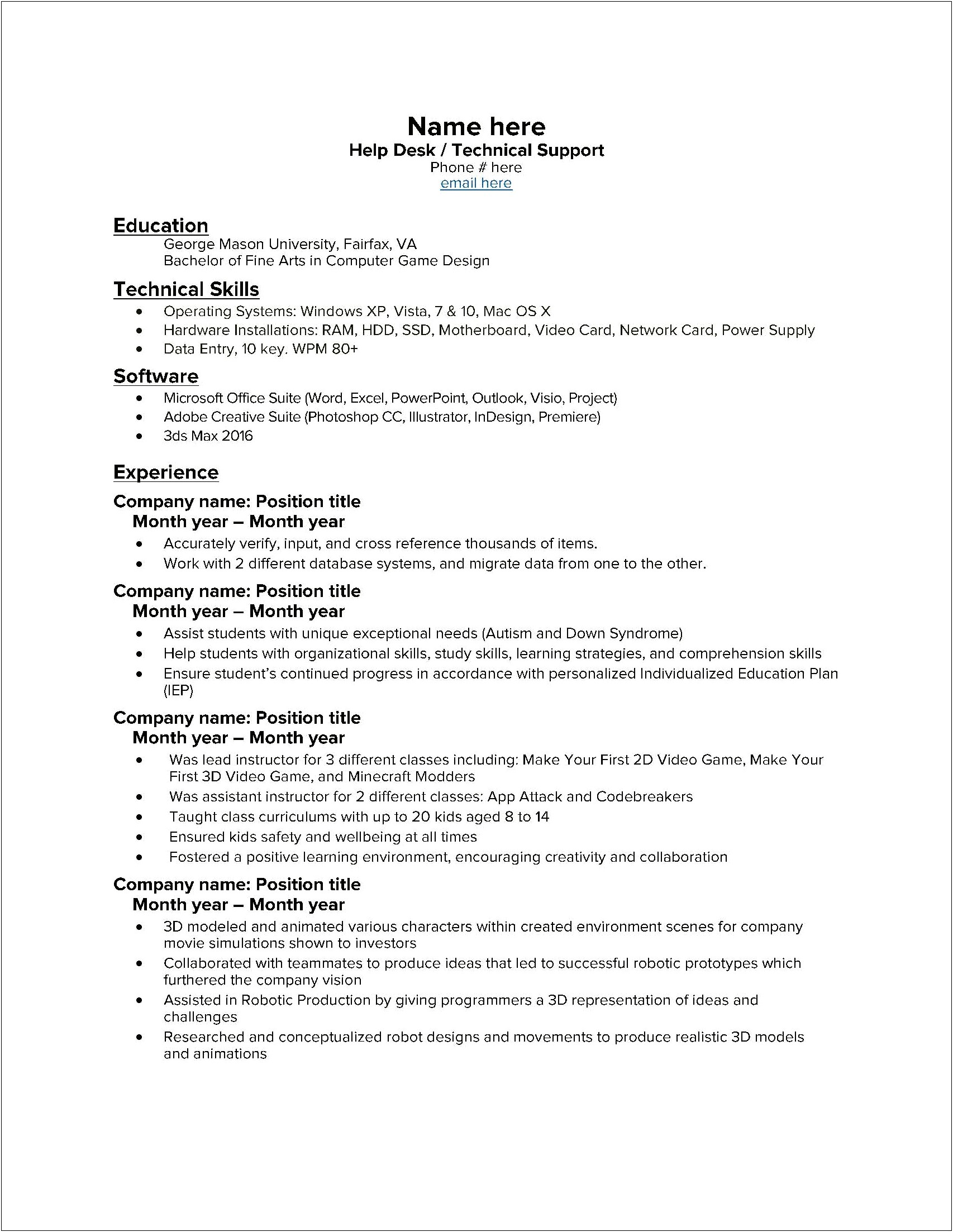 Best Resume Templates Reddit Help Desk