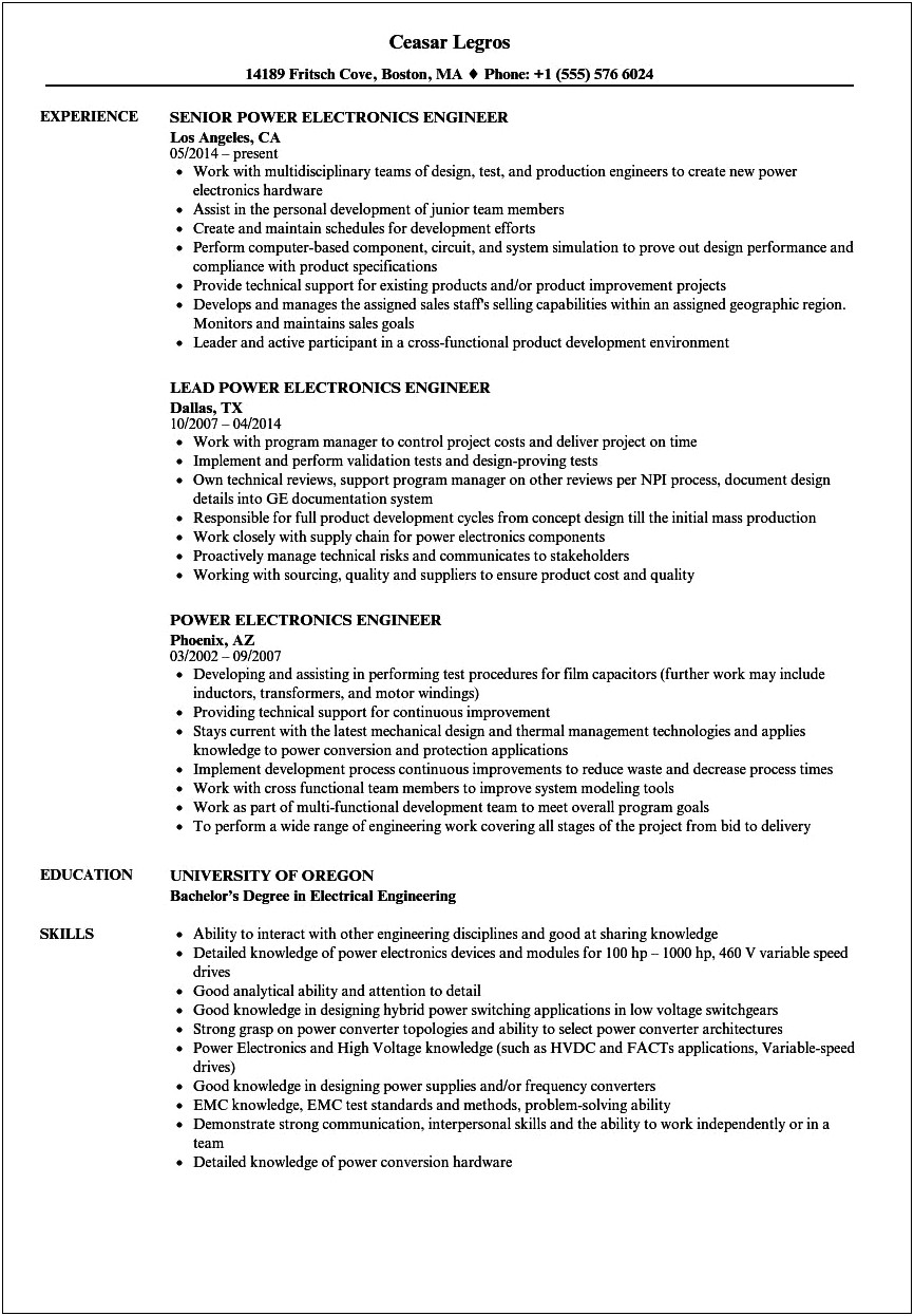Best Resume Title For Electronics Engineer