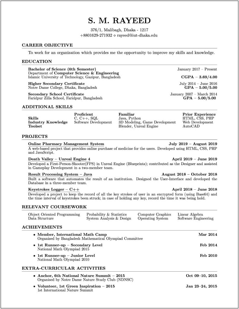 Best Short Resumes For Computer Science Jobs