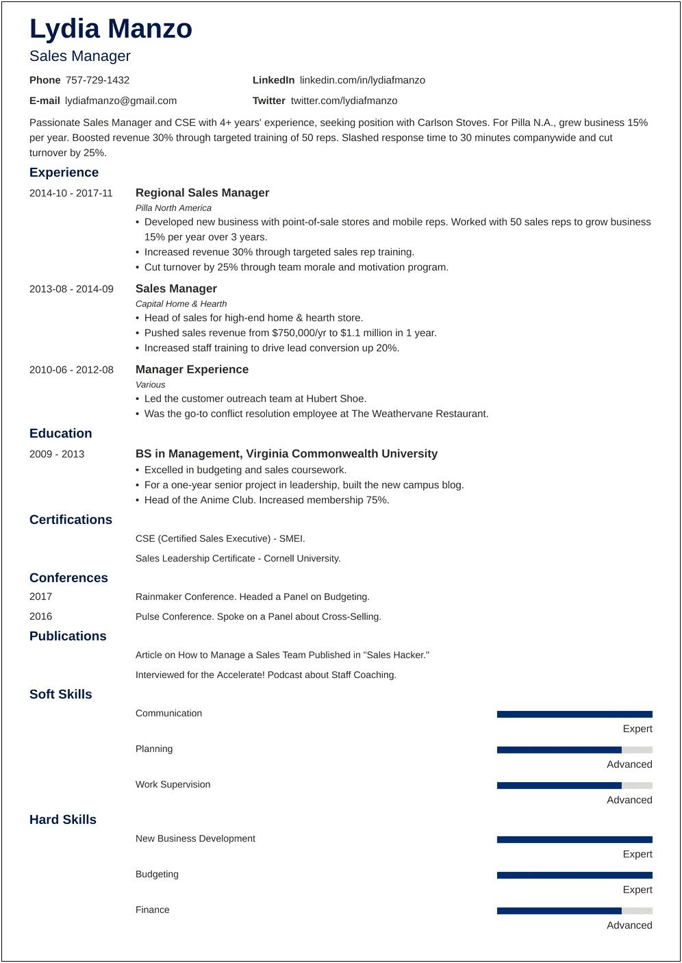 Best Type Of Resume For Managerial Position