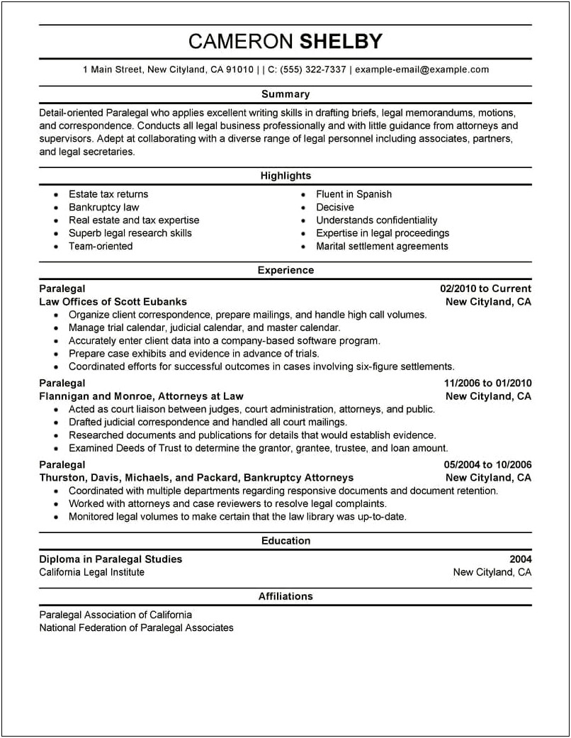 Best Way To Organize A Legal Resume